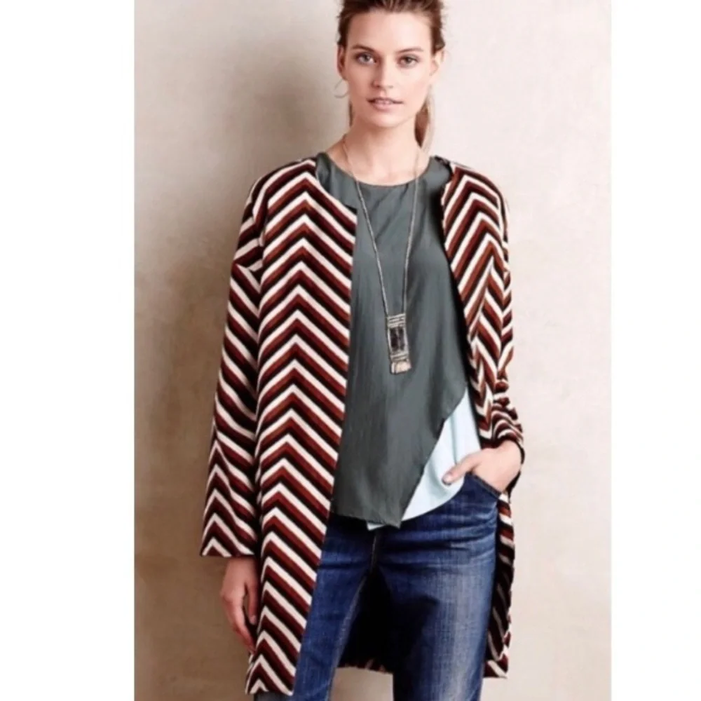 ANTHROPOLOGIE • Eva Franco • Stylish Chevron Patterned Casual Jacket - Picture 14 of 15
